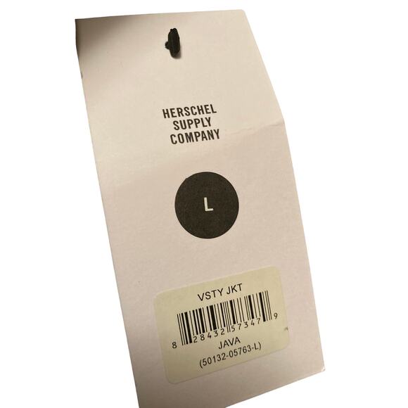 Herschel Supply Co Men’s Button down Varsity Jacket Java Brown Mocha Sz L NWT - Picture 6 of 7